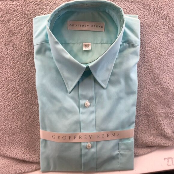 NWT Geoffrey Beene Mens Dress Shirt Size 15.5 Neck Workwear Classic Blue Casual - Picture 7 of 8